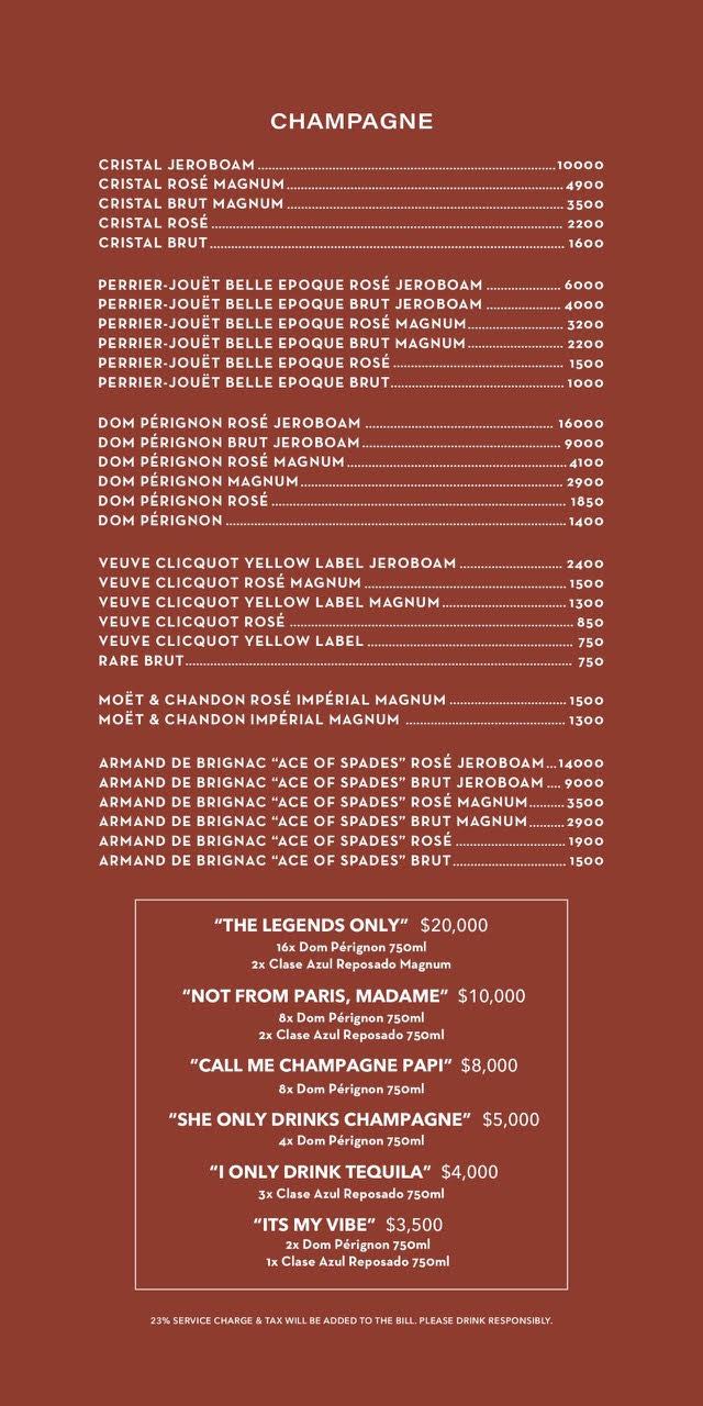 Bottle menu