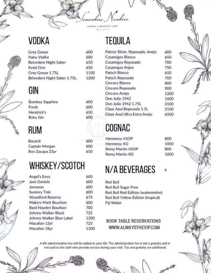 Bottle menu