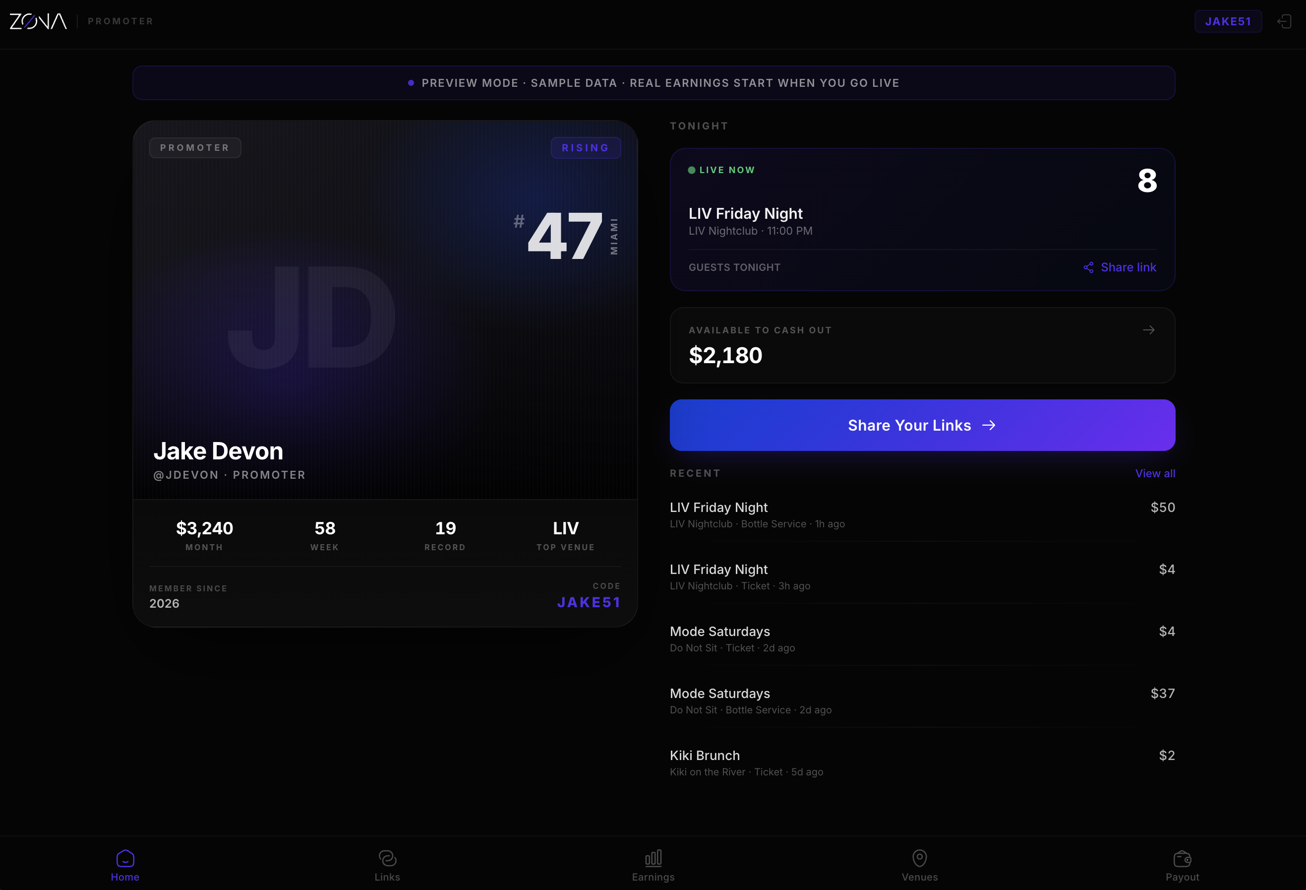 ZØNA Promoter portal